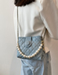 Fashion Blue Pu Rhombus Pearl Hand-held Messenger Bag