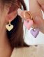 Fashion A Pair Of Purple Love Ear Buckles Alloy Drip Oil Love Earrings