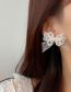 Fashion White Pearl Flower Bow Stud Earrings