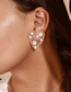 Fashion White Alloy Set Pearl Heart Stud Earrings