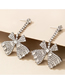 Fashion Silver Alloy Diamond Bow Stud Earrings
