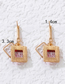 Fashion Gold Alloy Imitation Ruby Inlaid Square Stud Earrings