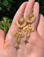 Fashion Gold Alloy Star Moon Mushroom Tassel Earrings