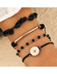 Fashion Black Cord Knotted Daisy Geometric Rice Beaded Multilayer Bracelet