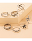 Fashion Silver Alloy Cross Starfish Feather Geometric Snake Ring Set