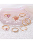 Fashion Gold Alloy Diamond Heart Butterfly Ring Set