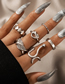 Fashion Silver Alloy Diamond Serpentine Heart Hemp Pattern Ring Set
