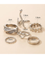 Fashion Silver Alloy Diamond Serpentine Heart Hemp Pattern Ring Set
