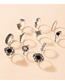 Fashion Silver Alloy Diamond Sunflower Drop Geometric Ring Set