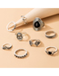 Fashion Silver Alloy Black Treasure Drop Oil Carved Hollow Irregular Ring Set