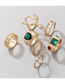 Fashion Gold Alloy Diamond Serpent Heart Ring Set