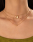 Fashion Gold Alloy Heart Butterfly Layered Necklace