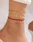 Fashion Gold Alloy Hollow Heart Round Card Cord Braided Anklet Set