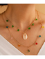 Fashion Gold Alloy Colorful Beads Tassel Shell Double Necklace