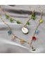 Fashion Gold Alloy Colorful Beads Tassel Shell Double Necklace