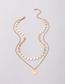 Fashion Gold Alloy Disc Double Layer Necklace