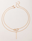 Fashion Gold Alloy Geometric Vertical Bar Double Layer Necklace