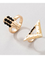 Fashion Gold Alloy Diamond Pencil Triangle Ring Set