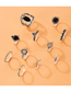 Fashion Silver Alloy Diamond Drip Oil Geometric Ring Set