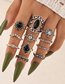Fashion Silver Alloy Diamond Drip Oil Geometric Ring Set