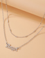 Fashion Silver Alloy Geometric Letter Double Layer Necklace