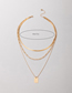 Fashion Gold Alloy Geometric Square Brand Snake Bone Chain Multilayer Necklace