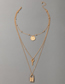 Fashion Gold Alloy Geometric Round Totem Gold Lock Key Multilayer Necklace