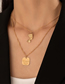 Fashion Gold Alloy Alphabet Square Alphabet Character Head Double Necklace