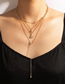 Fashion Gold Alloy Diamond Scalloped Multilayer Chain Necklace