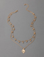 Fashion Gold Alloy Ball Chain Leaf Double Layer Necklace