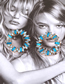 Fashion Champagne Alloy Diamond Cutout Round Stud Earrings