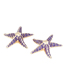 Fashion Purple Alloy Drop Oil Starfish Stud Earrings