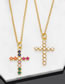 Fashion Color Zirconium Bronze Zirconium Cross Necklace