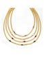 Fashion Red Copper And Diamond Geometric Chain Necklace