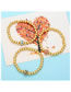 Fashion Pink Gold Plated Copper Beaded Oil Eye Bracelet With Diamonds