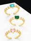 Fashion Green Brass Set Heart Zirconium Open Ring