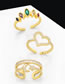 Fashion C Brass Diamond Star And Moon Open Ring