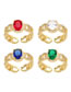 Fashion Red Brass Diamond Chain Open Ring