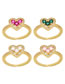 Fashion Purple Brass Diamond Heart Open Ring