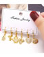 Fashion Gold Brass And Diamond Heart Leaf Pentagram Earrings Set