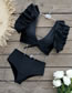 Fashion Black Polyester Cutout Ruffle Split Swimsuit