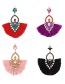 Fashion Red Alloy Diamond Heart Tassel Stud Earrings
