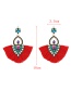 Fashion Red Alloy Diamond Heart Tassel Stud Earrings