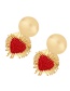 Fashion Red Copper Round Rice Bead Love Stud Earrings