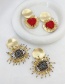 Fashion Gold Copper Round Rice Bead Eye Stud Earrings