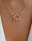 Fashion Gold Alloy Diamond Openwork Pentagram Necklace