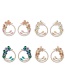 Fashion Color Alloy Diamond Hoop Flower Stud Earrings