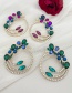 Fashion Ab Color Alloy Diamond Hoop Flower Stud Earrings