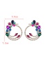 Fashion Champagne Alloy Diamond Hoop Flower Stud Earrings