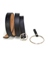 Fashion Gold Buckle Black Medium Ring Round Buckle Leather Pu Pin Buckle Belt